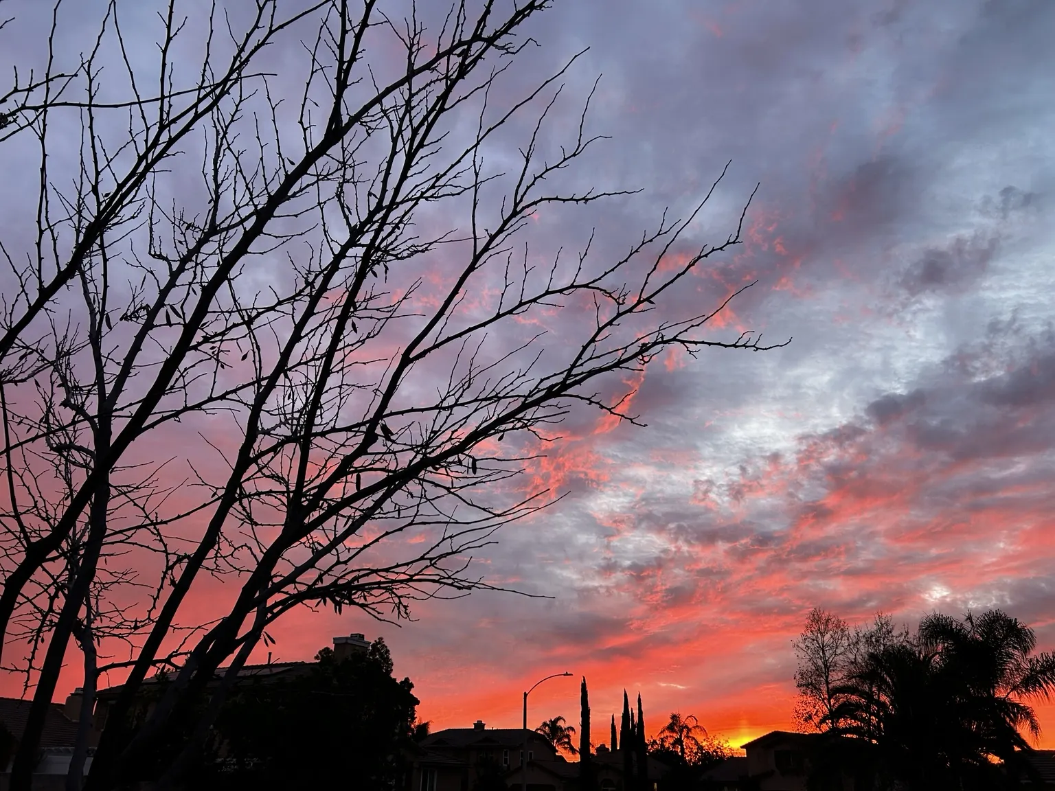 Sunset over a French Valley neighborhood.